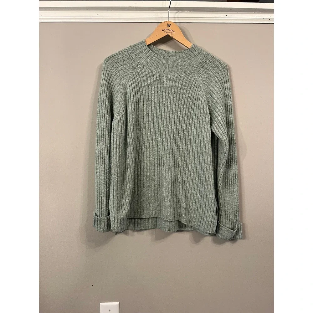 Old Navy Girls XL 14-16 Sage Green Ribbed Mock Neck Raglan Sleeve Sweater